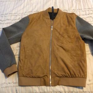 Zara men’s XL tan suede grey jersey coat